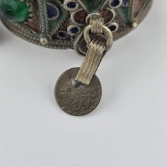 Vintage Berber Moroccan Style Enamel Cuff Bracelet Ethnic Tribal Coin Bangle