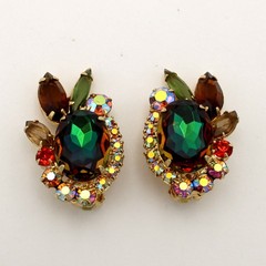 Verified 5120 D&E Juliana Fall Watermelon Heliotrope Vitrail Rhinestone Earrings
