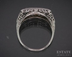 Antique 18k Gold Natural .30ctw Diamond Sapphire Filigree Band Ring 3.1g i20281