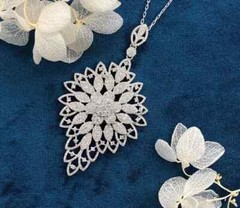 Round Cut Lab Created Diamond Wedding Antique Gift Pendent 14K White Gold Finish