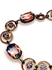 SILVER 835 FEINSTE RHEINKIESEL IRIS RAINBOW GLASS CAB BRACELET & EARRING SET