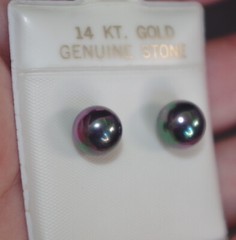 Old Stock 9MM Gray Majorca Round Pearl Stud Earrings