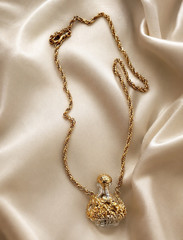 Vintage Perfume Bottle Jewelry Set Necklace and Clip Ons