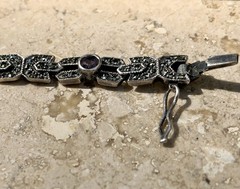 🌝✨STACKABLE Vintage STERLING SILVER MULTI Color GEMSTONE 💎 MARCASITE Bracelet✨