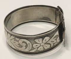 Art Nouveau Sterling Silver Floral Buckle Bracelet Monogram MAM Hallmarked