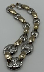 VTG Napier Gold/Silver Toned Statement Necklace Y2K Retro Chunky NICE!!