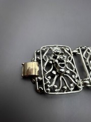 Vintage Selini Panel Bracelet Clown Jester Abstract Modernist Silver Tone 5 Link