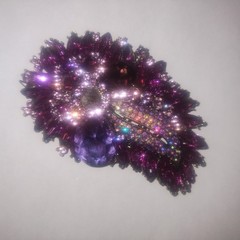 Large Heavy Purple Rhinestone Paisley Shaped Brooch Purple Missing Middle Stone