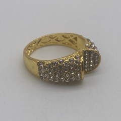 Gold Tone White Stone Ring Size 10