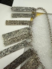 Vintage Silver Tone Fringe Statement Necklace Textured Bar Pendants 35″