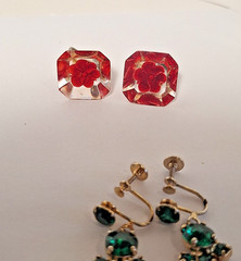 Lot of 5 Vintage Unbranded Rhinestone & 1 Gemstone Fashion Earrings