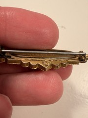 Antique Etruscan English 9k Yellow Gold & Rose Cut Diamond Mourning Brooch/Pin