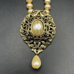 Victorian Style Statement Necklace Faux Pearl Removable Pendant Brooch *See pics