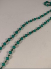Aqua Colored Hand Strung Bead Necklace- Approx 26″ Long