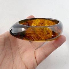 Tortoiseshell Acrylic Resin Angular Chunky Bangle Bracelet