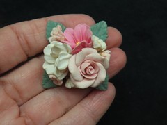 Vintage 1980’s Gorgeous Polymer Clay Multi Flowered Brooch