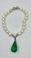 Magnificent Green Quartz Pearl Necklace from Estate of Writer Jackie Collins