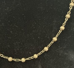 Vintage Signed Monet Gold Tone Gold Bead Chain Choker Necklace 15.5 In