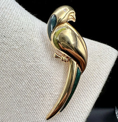 Vintage Bird Brooch Parrot Animal Pin GoldTone Modernist