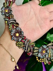 Stunning Lavintage Multicolor Rhinestones Flower Necklace
