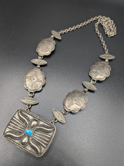 Vintage Estee Lauder Southwestern Style Solid Perfume/Locket Statement Necklace