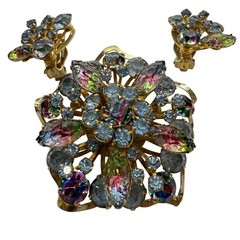 VTG 50s Juliana Watermelon Rhinestone Brooch Set