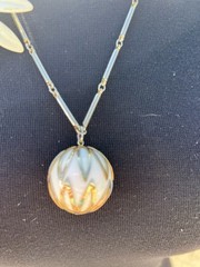 Sarah Coventry Gold And White Orb Necklace, 24”, Vintage
