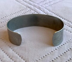 Vintage Native American Style Heart Arrow Cuff Bracelet Silver Tone Monogram A