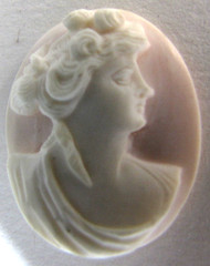 High Relief Conch Shell Cameo Lady Portrait Pink Hand Carved Loose 26mm