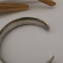 VINTAGE STERLING SILVER ARABIC HALLMARKS UNIQUE CUFF BRACELET 7 IN 925 12.5MM