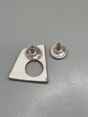 Vintage Ceramic Asymmetrical Art Glazed Enamel Retro Post Earrings