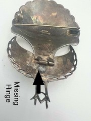Vtg Siam Sterling Silver Peacock Brooch – Niello Enamel Thai Bird Pin – As Is –