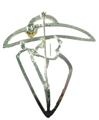 SIGNED LR LADY REMINGTON VOGUE LADY OUTLINE WOMAN PIN WITH HAT FANCY OPEN WORK
