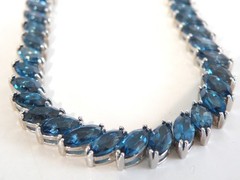 Sterling Silver 925 Natural Heated London Blue Topaz Tennis Bracelet 7.5″