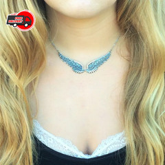 Vintage Angel Wings Feather Choker Necklace Statement Link Collar for Women