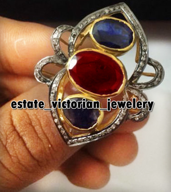 Gorgeous 2.46ctw Rose Cut Diamond Gemstone Studded Silver Victorian Ring Jewelry