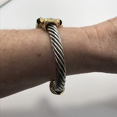 Vintage 2 Tone Twisted Cable Renasissance Quartz White Face Bracelet Watch