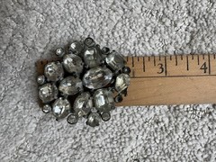 1940’s Rare Eisenberg Original Silver Tone Large Rhinestones Fur Clip Pin