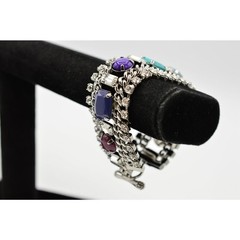 Juicy Couture Crystal Bracelet Cabochon Rhinestone Baguette Colorful RARE BinO
