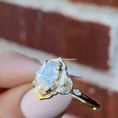 2Ct Oval Cut Real Moissanite Art Deco Women Wedding Ring 14K Yellow Gold Plated
