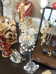 Vintage Estate Costume Jewelry Lot Glowers Trifari Avon Crystal w/Display Pcs.