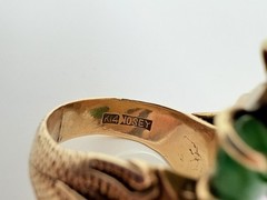 Antique Victorian 14K Gold Jade & Diamond Chinese Dragon Bypass Ring by Nosey