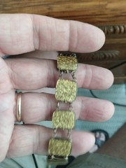 Antique Art Deco Gold Filled Gold Sparkle Glass Panels Bracelet 7 Inches