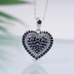 Blue Sapphire Pendant Heart Shape Pendant 925 Sterling Silver Pendants Gifts