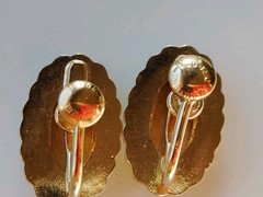 Vtg 1/20 12KT GF Victorian Design Floral Etched Screwback Earrings—11-25