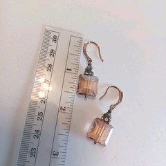 Vintage Square Faceted Crystal Rose Gold Fashion Earrings PLZ READ