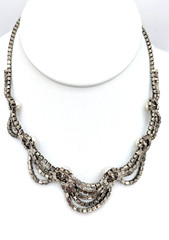 Vintage Rhinestone Necklace Glass Pearl Draped Formal Wedding 14-17in