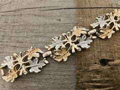 VINTAGE Sarah Coventry Maple Leaf Gold Silver Tone Bracelet Brooch Set GORGEOUS