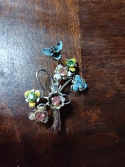 Vintage Beautiful Flower Rhinestone Brooch Pink White Blue Yellow Green Special