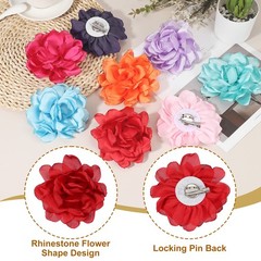 4.7″ Silk Satin Flower Brooch Pin Large Peony Floral Lapel Pin Red